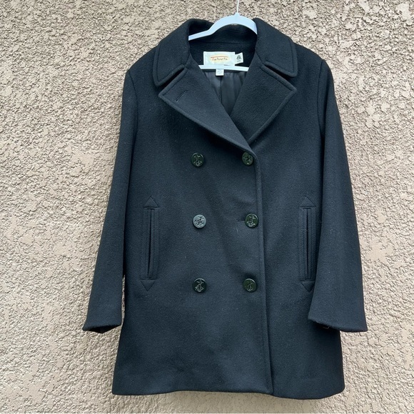 Vintage Talbots Wool Peacoat Women’s‎ 10 Black Double Breasted w/ Sailor Buttons - Picture 1 of 15